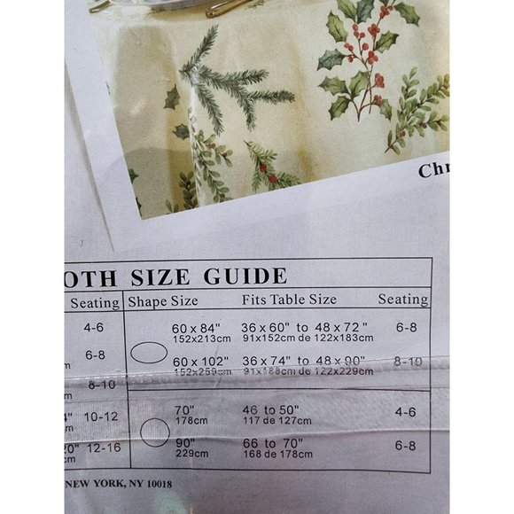 Bardwil Seasons Tablecloth Christmas Greenery Oblong 60x102 inches Holiday - Picture 6 of 6